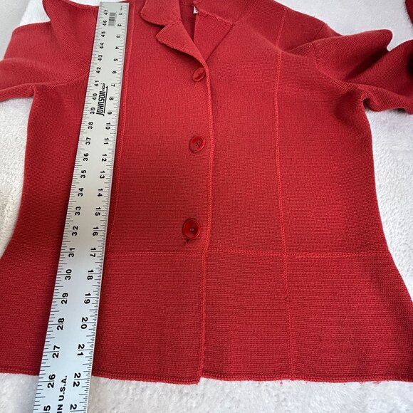 Talbots Womens Petites Small Red Button-Up Knit Blazer Jacket 100% Merino Wool - Picture 7 of 7